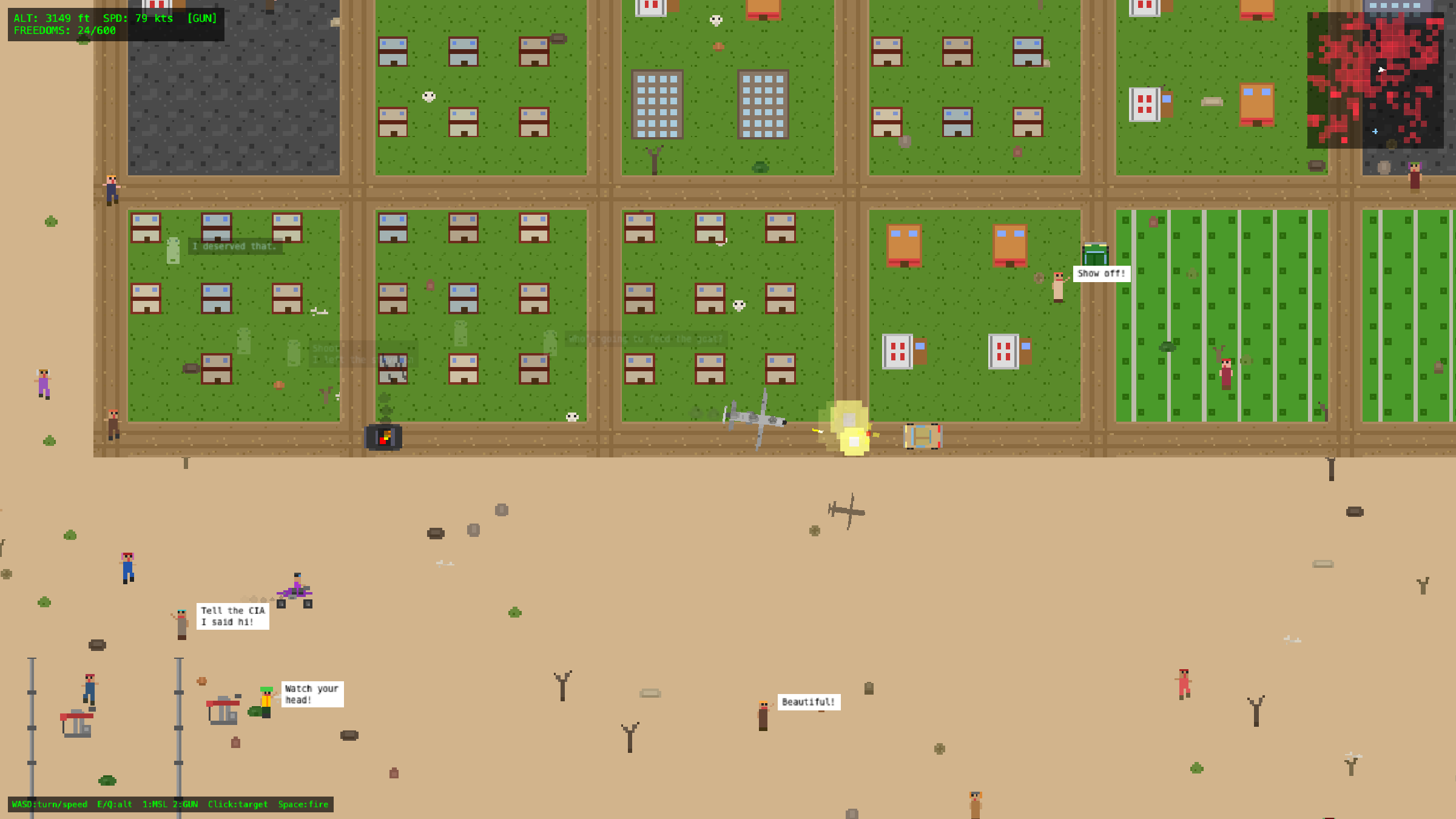 An explosion blooming in the middle of a green farm compound laid out in neat walled plots